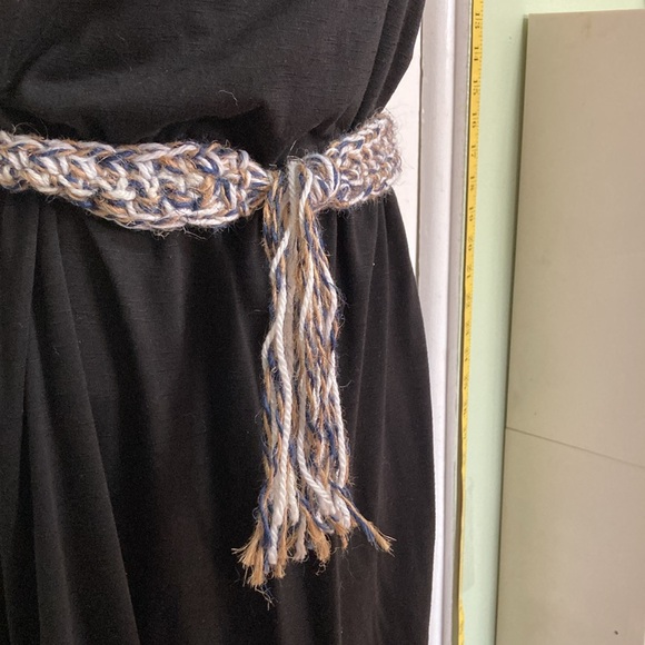 Macrame Boho Gypsy Hippie Belt with Cords Adjustable Navy Blue Beige White 36 in - Picture 5 of 9